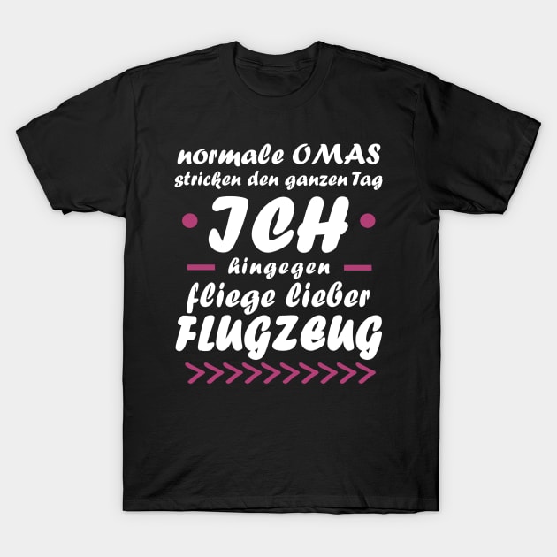 Flugzeug Pilot Oma Rente Fliegen Ruhestand T-Shirt by FindYourFavouriteDesign